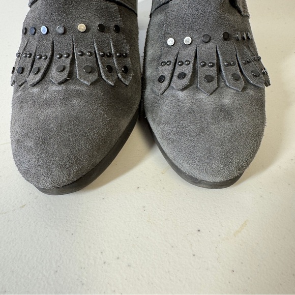 Lloyd Women's Gray Suede Lace Up Grunge Punk Heeled Ankle Boots Size 38 1/2 - Picture 4 of 15